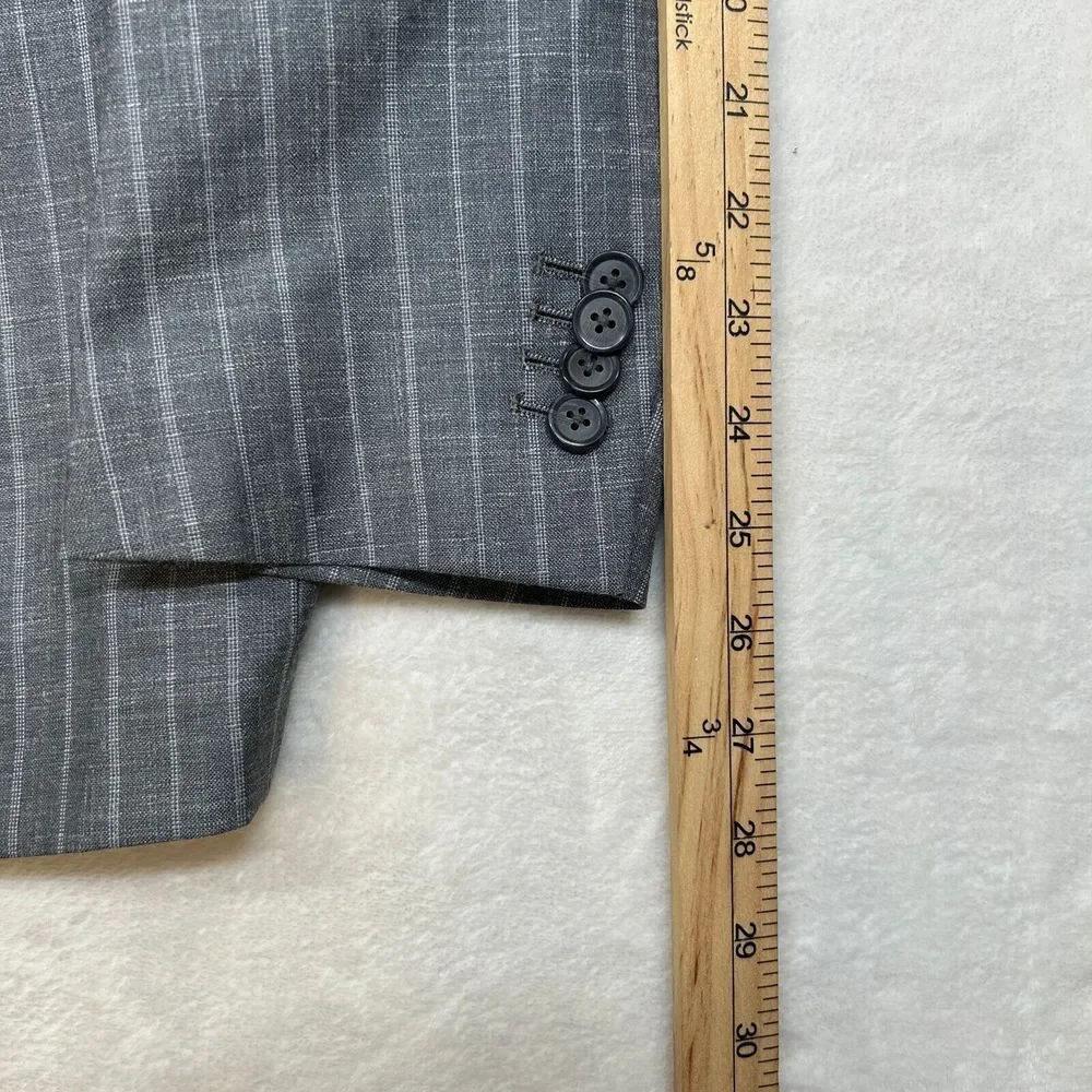 Banana Republic Silk Linen Sport Coat Mens 38R Grey Stripe Vitale Barberis Italy